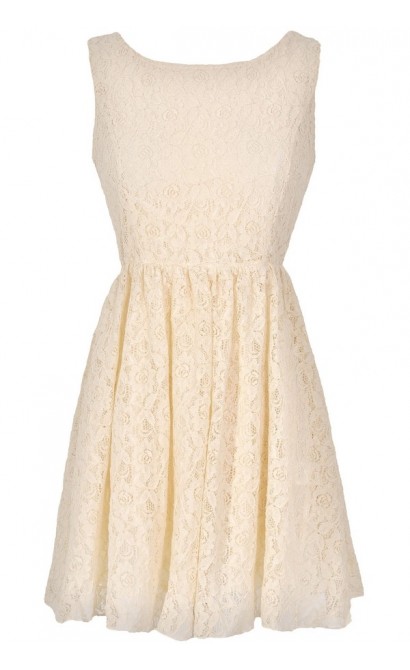 Sweet Life Lace Tie Back Dress in Ivory